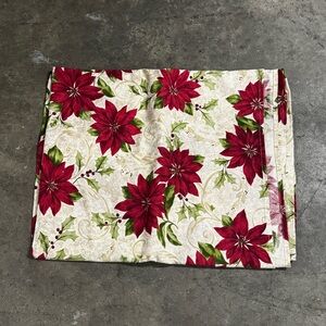 Floral Tablecloth with Red Poinsettias